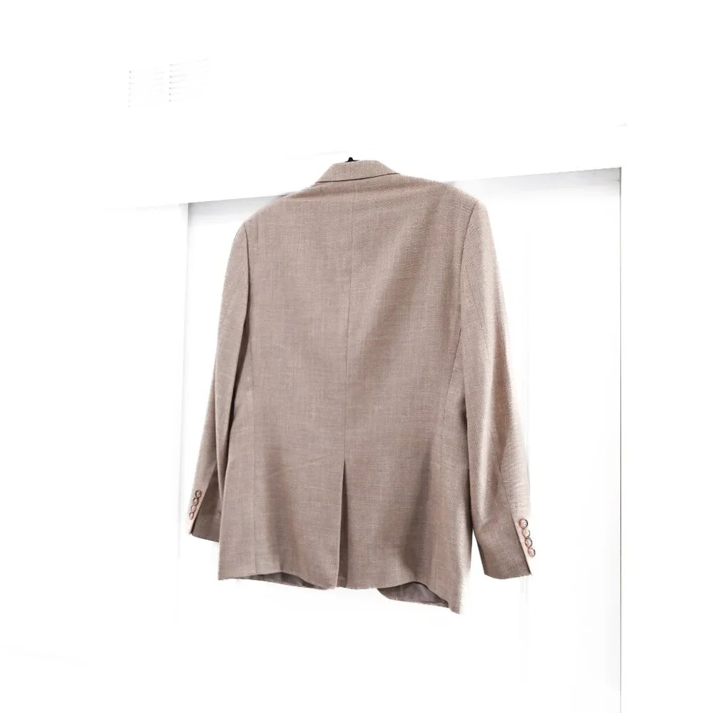 Lauren Ralph Lauren Black Label Size 40R Linen Neutral Tan Academic Blazer